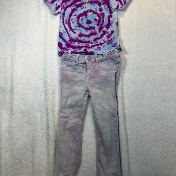 Old Navy Toddler Jeans Ballerina Size 3T Pink Child's Place Tie Dye T-Shirt - Picture 2 of 10